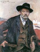 Lovis Corinth Selbstportrat mit schwarzem Hut und Stock France oil painting artist